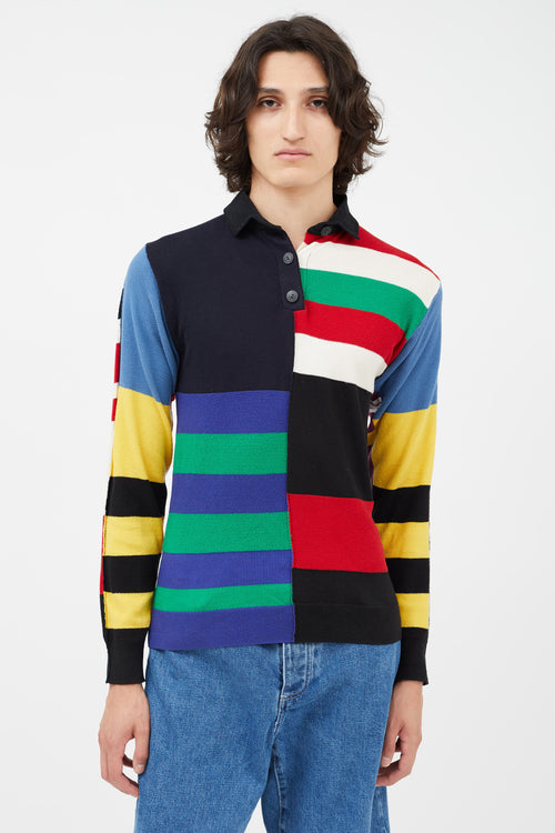 JW Anderson Black 
Multicolour Panelled Long Sleeve Polo