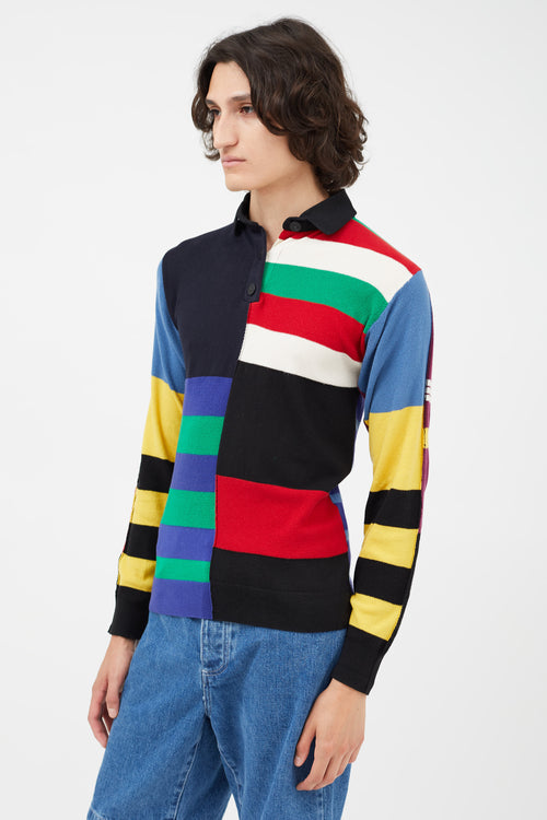 JW Anderson Black 
Multicolour Panelled Long Sleeve Polo