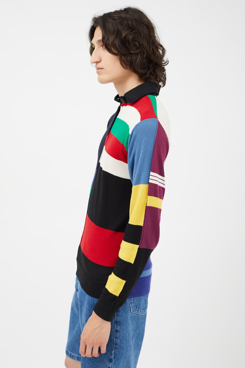 JW Anderson Black 
Multicolour Panelled Long Sleeve Polo