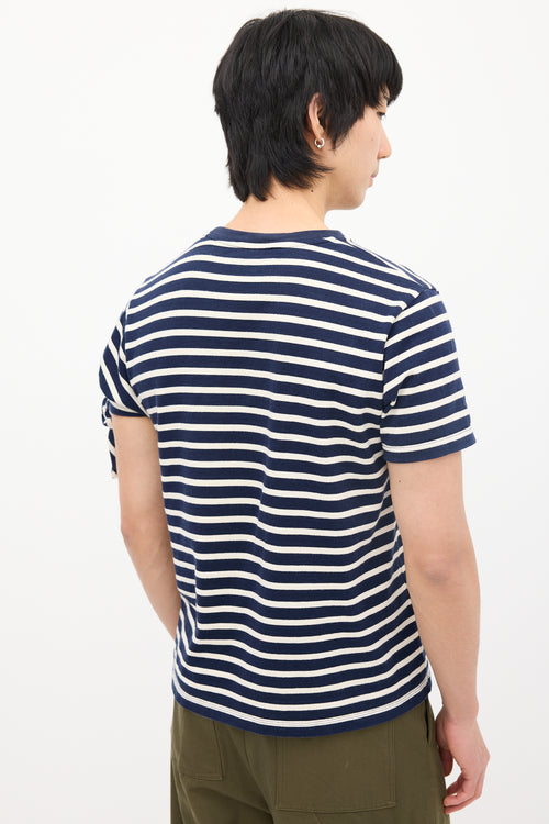 JW Anderson Navy 
White Striped Logo T-Shirt