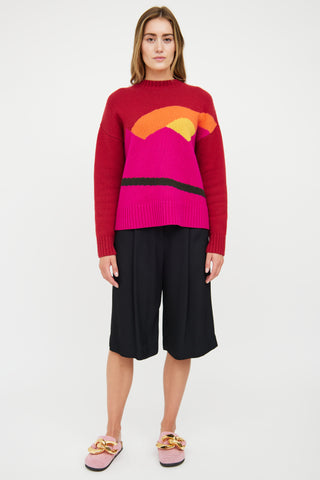 JW Anderson Red Cashmere 
Wool Landscape Sweater