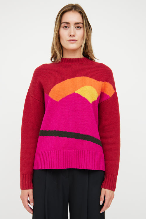 JW Anderson Red Cashmere 
Wool Landscape Sweater