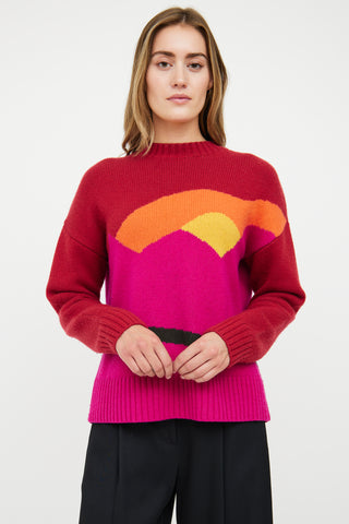 JW Anderson Red Cashmere 
Wool Landscape Sweater