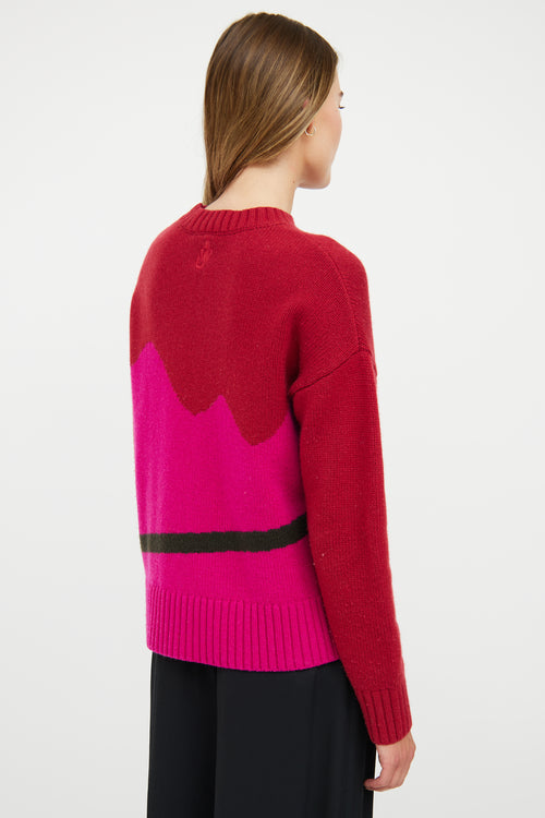 JW Anderson Red Cashmere 
Wool Landscape Sweater