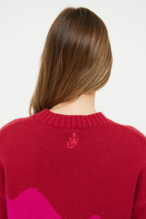 JW Anderson Red Cashmere 
Wool Landscape Sweater