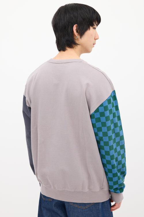 JW Anderson Purple 
Multi Checker Panel Logo Sweatshirt