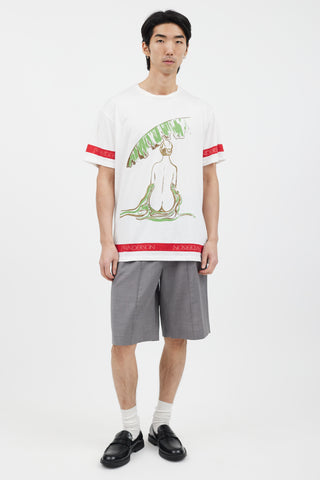 JW Anderson White Palm Lady Print T-Shirt