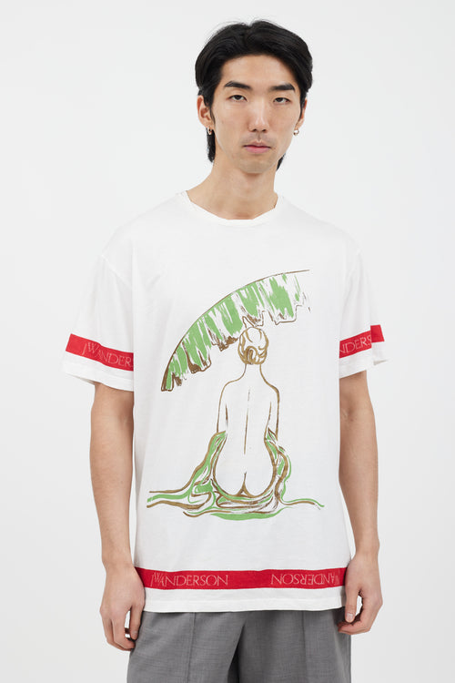 JW Anderson White Palm Lady Print T-Shirt