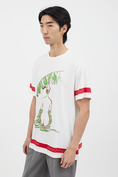 JW Anderson White Palm Lady Print T-Shirt