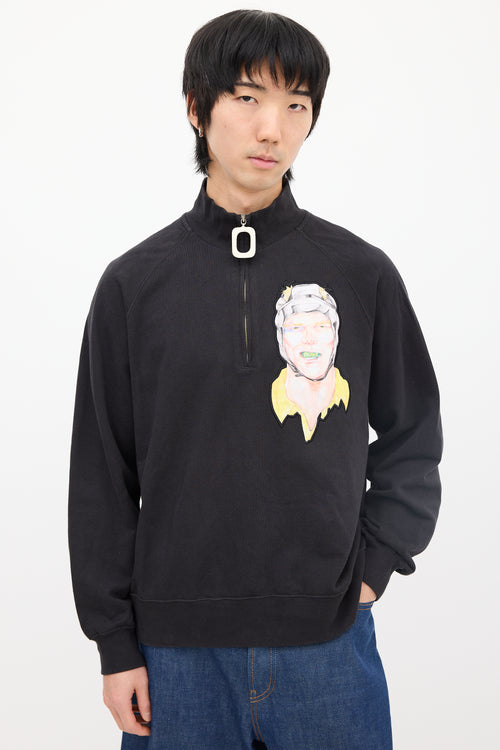 JW Anderson X Pol Anglada Black 
Multi Quarter Zip Sweatshirt