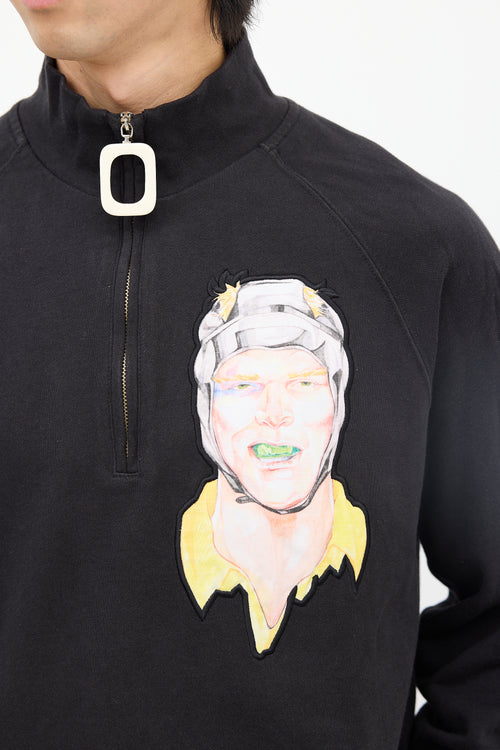 JW Anderson X Pol Anglada Black 
Multi Quarter Zip Sweatshirt