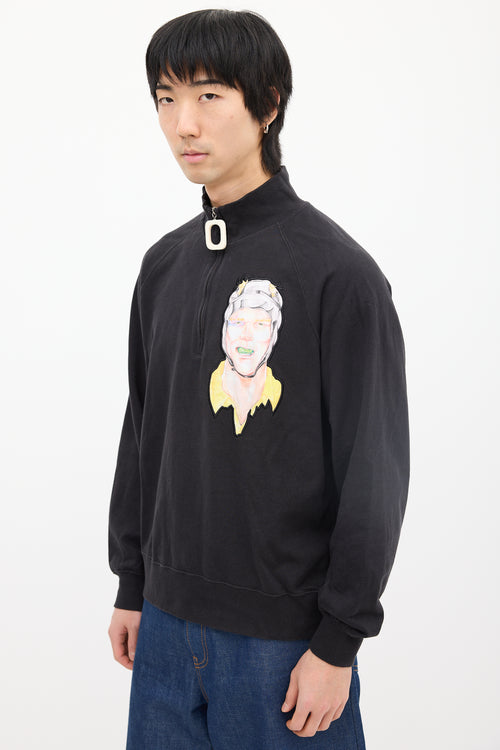 JW Anderson X Pol Anglada Black 
Multi Quarter Zip Sweatshirt