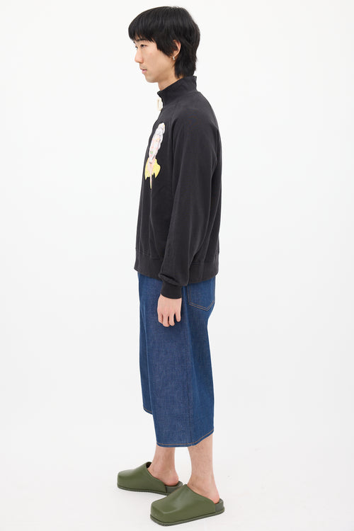 JW Anderson X Pol Anglada Black 
Multi Quarter Zip Sweatshirt