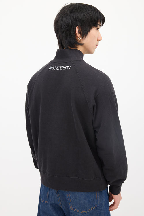 JW Anderson X Pol Anglada Black 
Multi Quarter Zip Sweatshirt