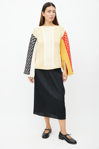 JW Anderson Yellow 
Multicolour Panelled Knit Sweater