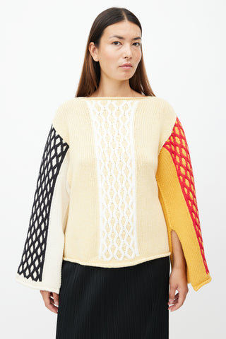 JW Anderson Yellow 
Multicolour Panelled Knit Sweater