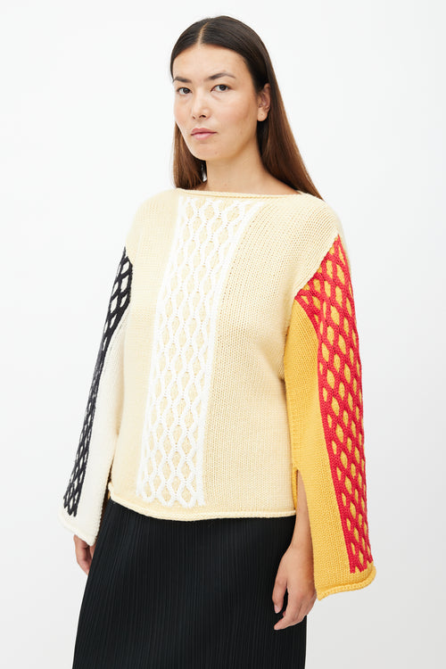 JW Anderson Yellow 
Multicolour Panelled Knit Sweater