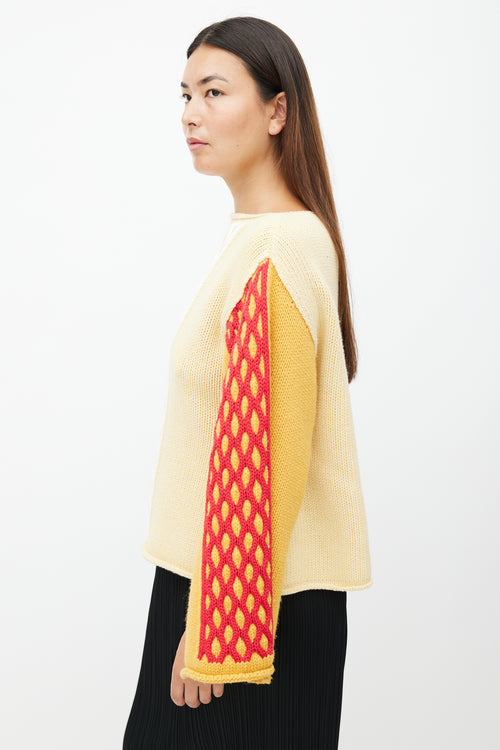 JW Anderson Yellow 
Multicolour Panelled Knit Sweater