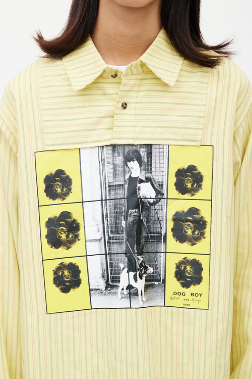 JW Anderson Yellow 
Multicolour Printed Striped Shirt