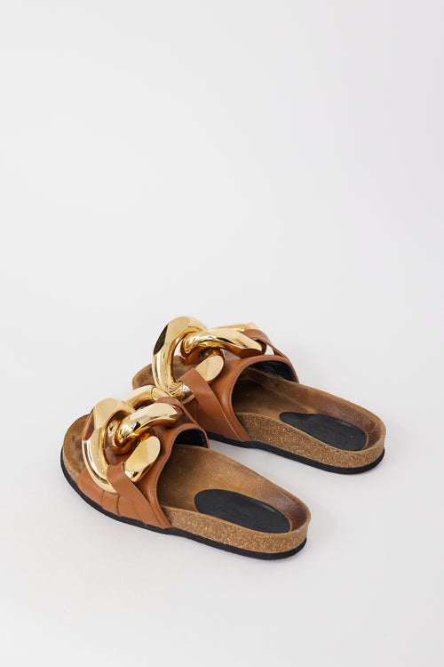 JW Anderson Brown 
Gold Chain Leather Sandal