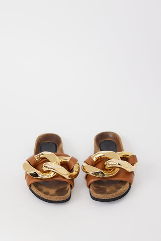 JW Anderson Brown 
Gold Chain Leather Sandal