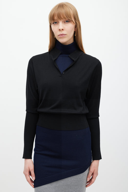 JW Anderson Black Navy 
Grey Layered Sweater Dress