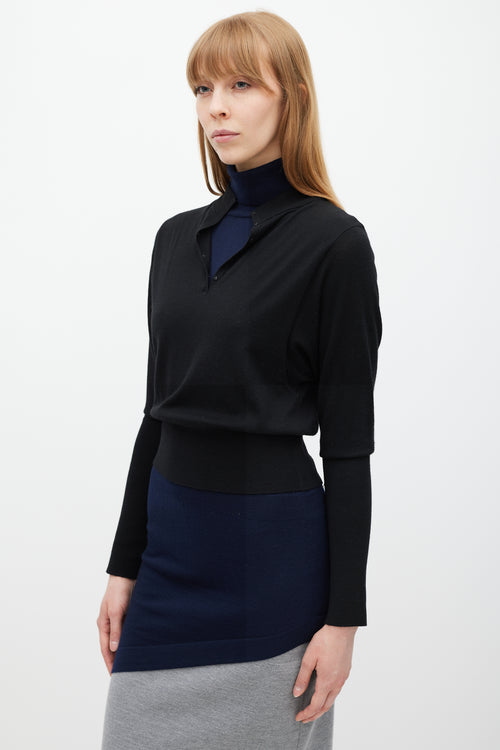 JW Anderson Black Navy 
Grey Layered Sweater Dress