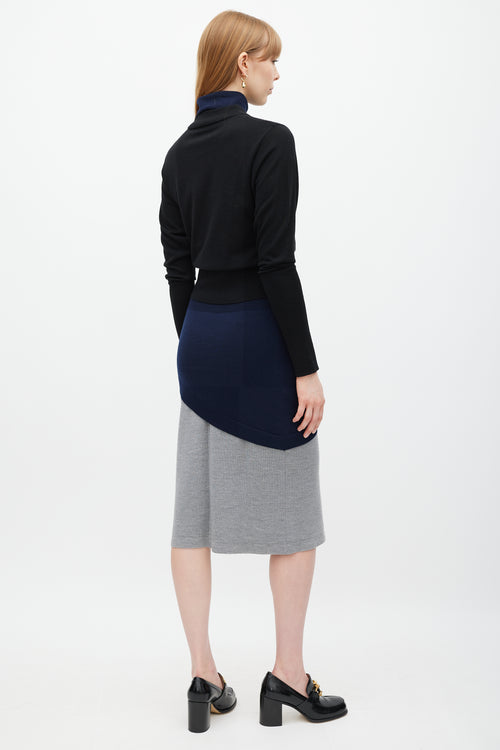 JW Anderson Black Navy 
Grey Layered Sweater Dress