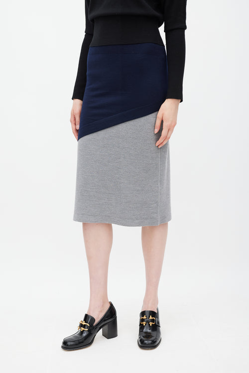 JW Anderson Black Navy 
Grey Layered Sweater Dress