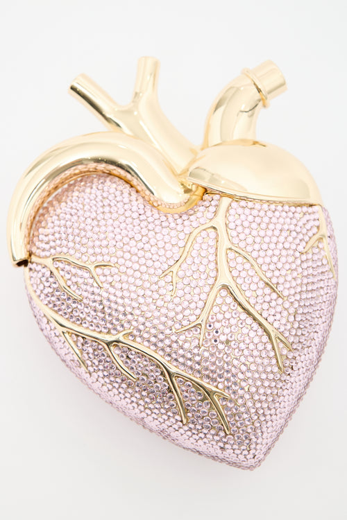 JW Pei Pink 
Gold Crystal Maren Heart Bag