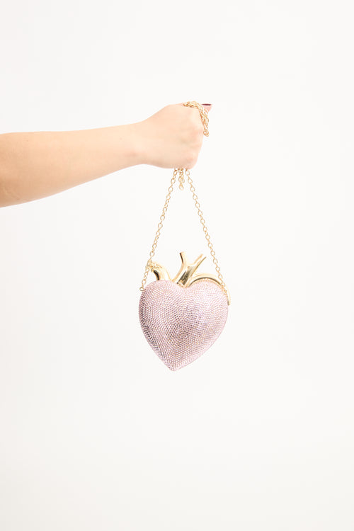 JW Pei Pink 
Gold Crystal Maren Heart Bag