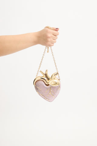 Pink 
Gold Crystal Maren Heart Bag