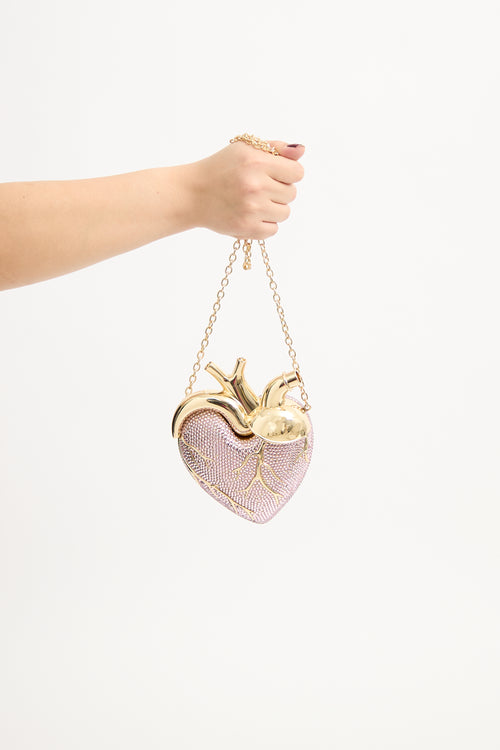 Pink 
Gold Crystal Maren Heart Bag