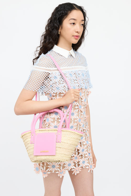 JacquemusPink Panier Soli Wicker Basket Bag