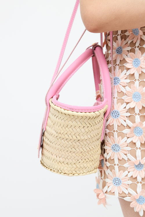 JacquemusPink Panier Soli Wicker Basket Bag