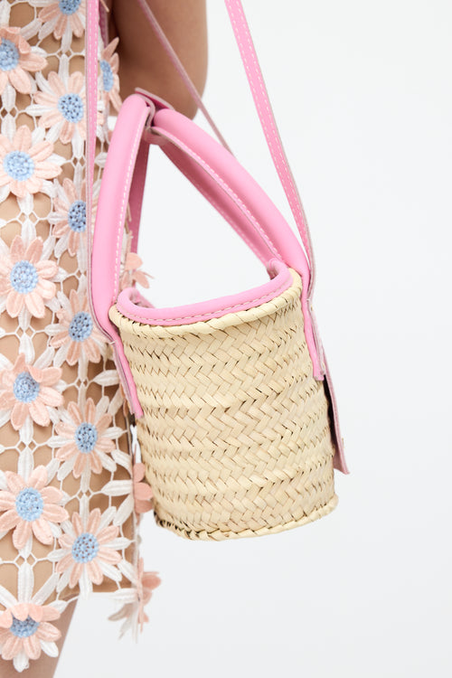 JacquemusPink Panier Soli Wicker Basket Bag