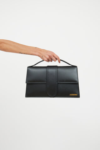 Jacquemus Black Leather Le Bambino Foldover Bag