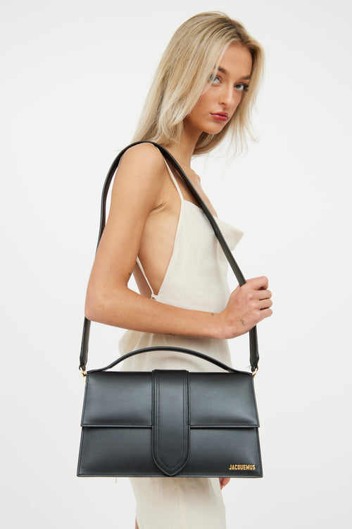 Jacquemus Black Leather Le Bambino Foldover Bag