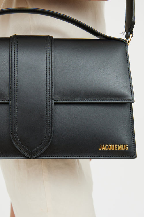 Jacquemus Black Leather Le Bambino Foldover Bag