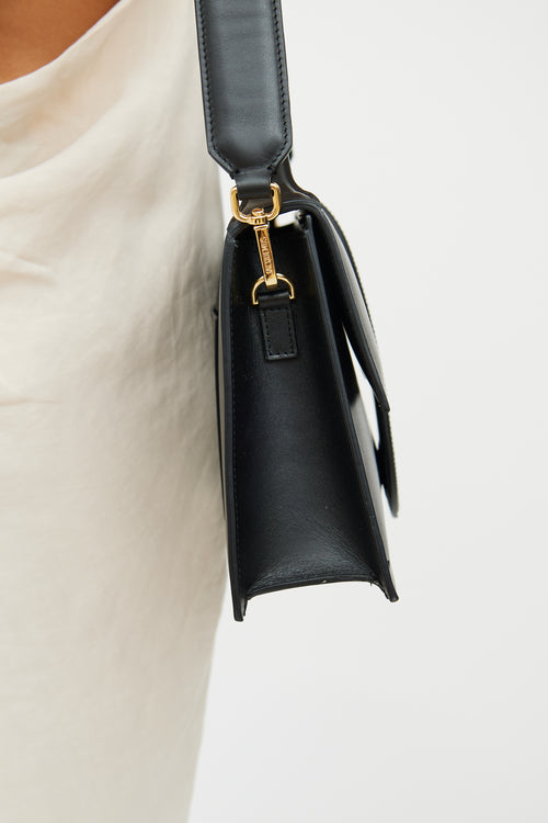 Black Leather Le Bambino Foldover Bag