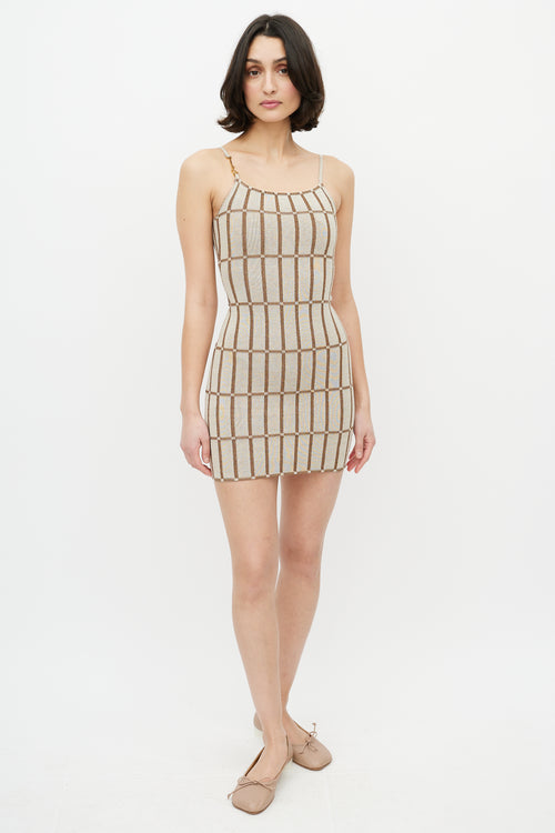 Jacquemus Brown 
Gold Logo La Robe Maille Malha Dress