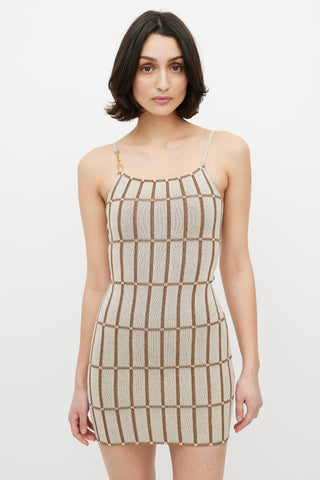 Jacquemus Brown 
Gold Logo La Robe Maille Malha Dress