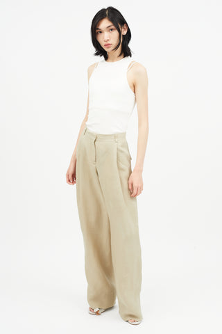 Jacquemus Beige Linen Wide Leg Trouser