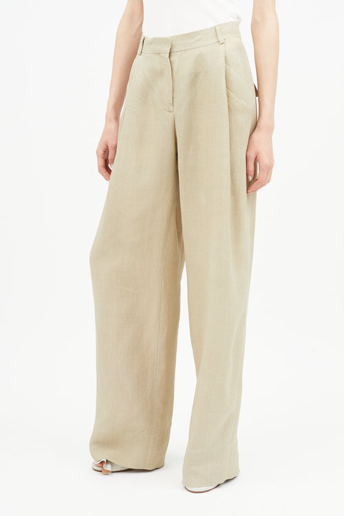 Jacquemus Beige Linen Wide Leg Trouser