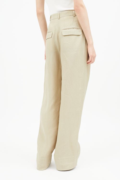 Jacquemus Beige Linen Wide Leg Trouser