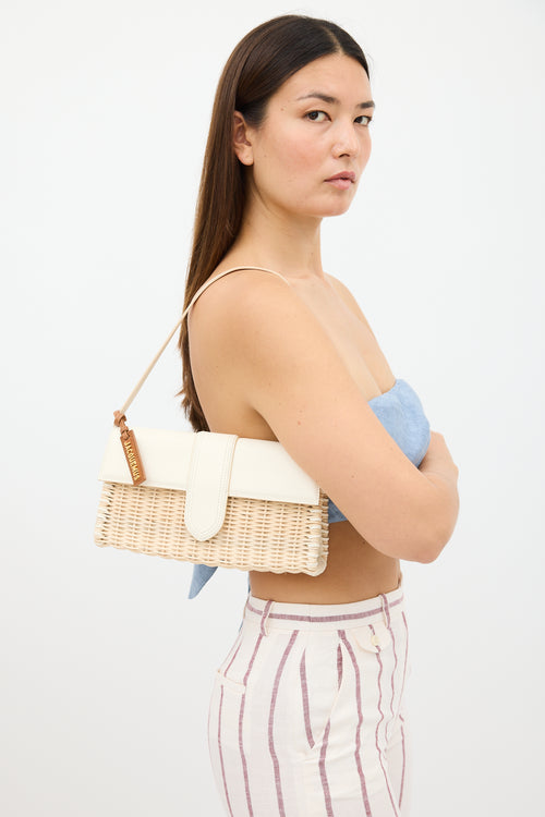 Jacquemus Beige 
White Le Bambino Osier Wicker Bag