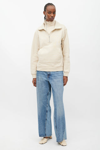 Jacquemus Beige Double Collar Quarter Zip Sweater