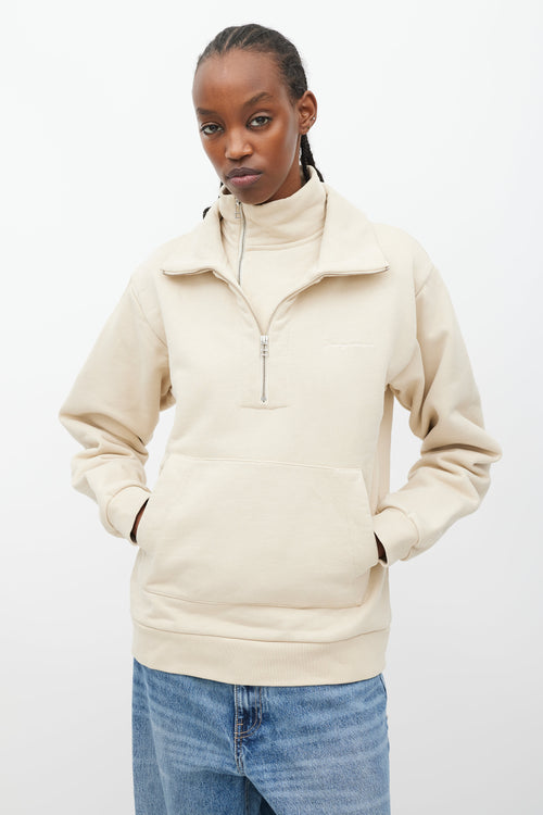 Jacquemus Beige Double Collar Quarter Zip Sweater