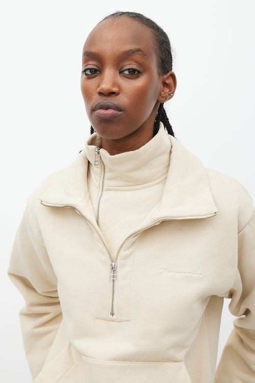 Jacquemus Beige Double Collar Quarter Zip Sweater