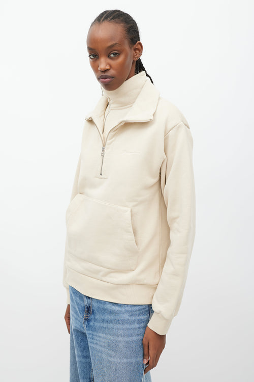 Jacquemus Beige Double Collar Quarter Zip Sweater